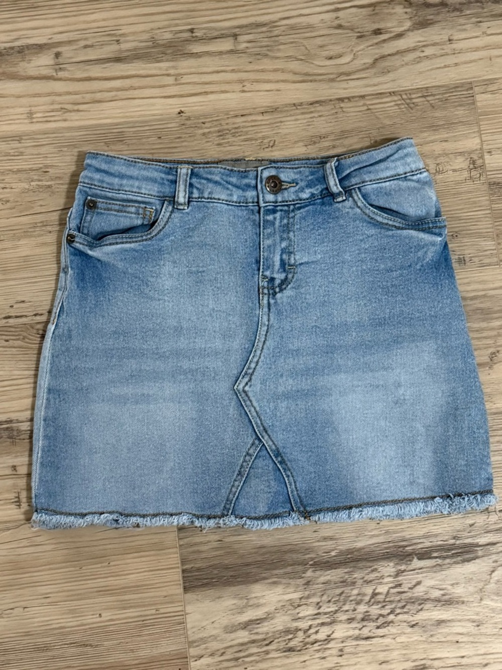 Lucky Brand Distressed Hem Denim Skirt